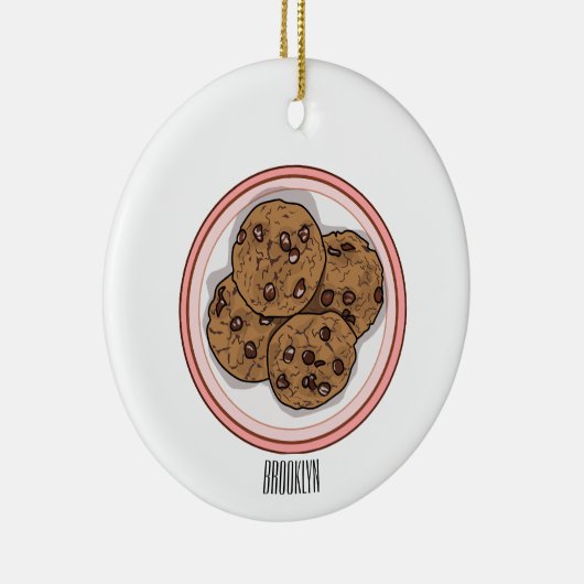 Cookie cartoon afbeelding chocolade chip keramisch ornament (Rechts)