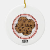 Cookie cartoon afbeelding chocolade chip keramisch ornament (Voorkant)