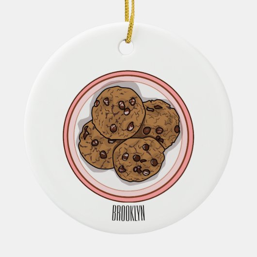 Cookie cartoon afbeelding chocolade chip keramisch ornament (Voorkant)