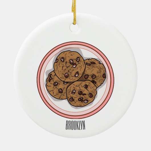 Cookie cartoon afbeelding chocolade chip keramisch ornament (Achterkant)