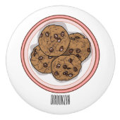 Cookie cartoon afbeelding chocolade chip keramische knop (Voorkant)