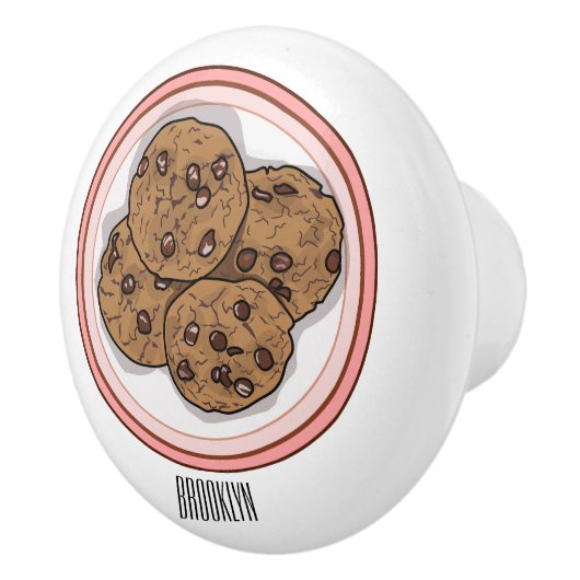 Cookie cartoon afbeelding chocolade chip keramische knop (Rechts)
