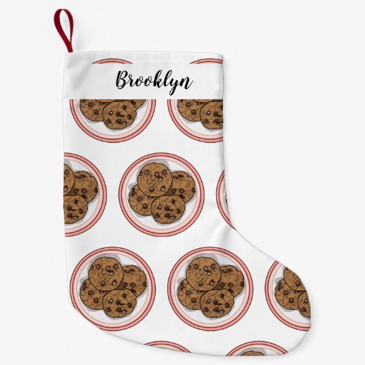 Cookie cartoon afbeelding chocolade chip kleine kerstsok (Voorkant)