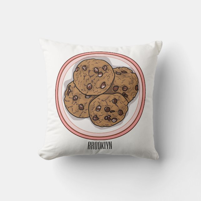 Cookie cartoon afbeelding chocolade chip kussen (Voorkant)