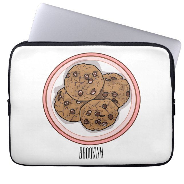 Cookie cartoon afbeelding chocolade chip laptop sleeve (Voorkant)