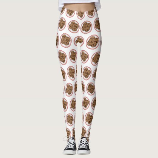 Cookie cartoon afbeelding chocolade chip leggings (Voorkant)