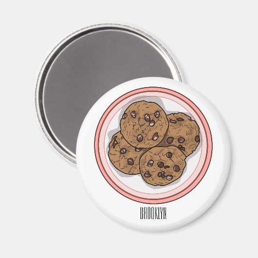Cookie cartoon afbeelding chocolade chip magneet (Voorkant / Achterkant)