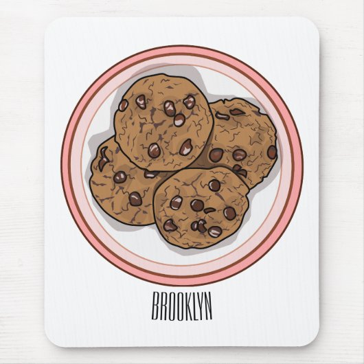Cookie cartoon afbeelding chocolade chip muismat (Voorkant)