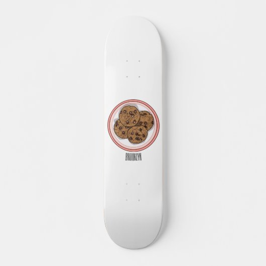 Cookie cartoon afbeelding chocolade chip persoonlijk skateboard (Voorkant)