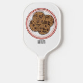 Cookie cartoon afbeelding chocolade chip pickleball paddle (Achterkant)