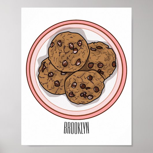 Cookie cartoon afbeelding chocolade chip poster (Voorkant)