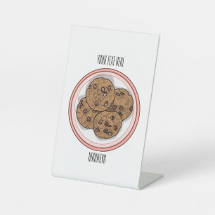 Cookie cartoon afbeelding chocolade chip reclamebord met voetstuk