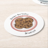Cookie cartoon afbeelding chocolade chip ronde kartonnen onderzetter (Gebogen)