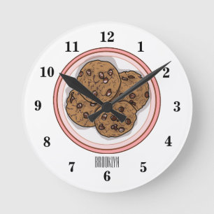 Cookie cartoon afbeelding chocolade chip ronde klok