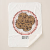 Cookie cartoon afbeelding chocolade chip sherpa deken (Voorkant)