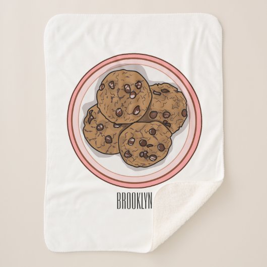 Cookie cartoon afbeelding chocolade chip sherpa deken (Voorkant)