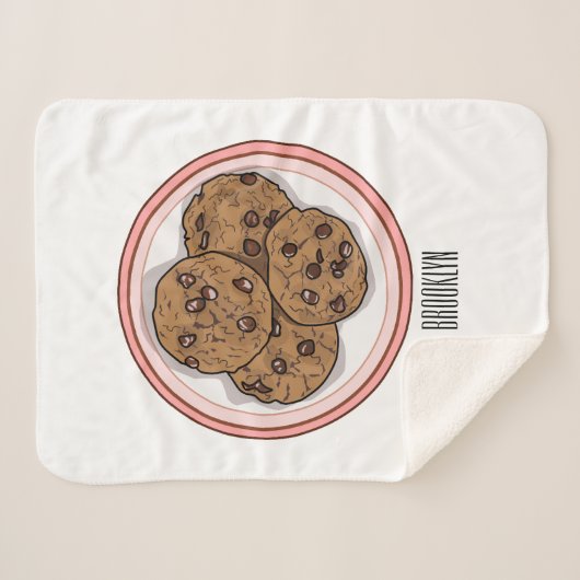 Cookie cartoon afbeelding chocolade chip sherpa deken (Voorkant (horizontaal))