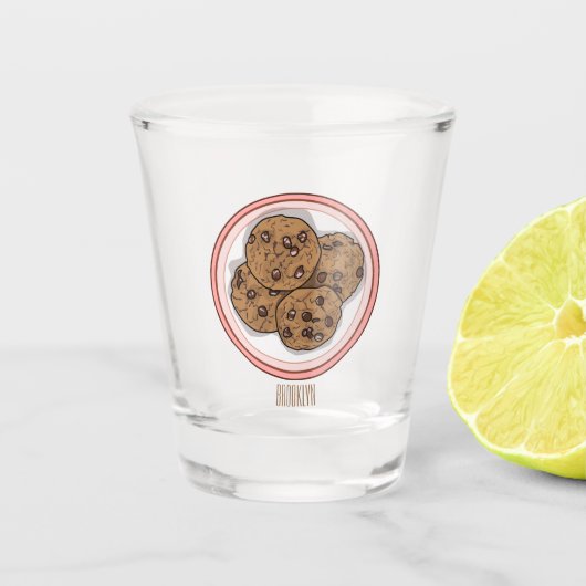Cookie cartoon afbeelding chocolade chip shot glas (Voorkant)