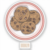 Cookie cartoon afbeelding chocolade chip sticker (Voorkant)