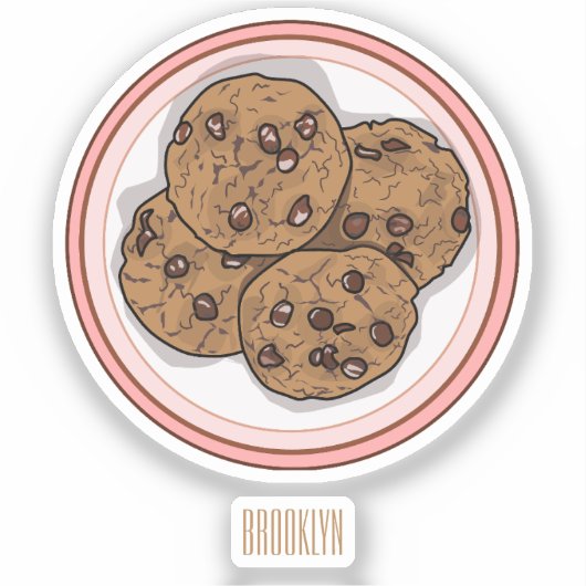 Cookie cartoon afbeelding chocolade chip sticker (Voorkant)
