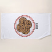 Cookie cartoon afbeelding chocolade chip strandlaken (Voorkant)