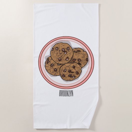 Cookie cartoon afbeelding chocolade chip strandlaken (Voorkant)