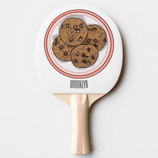 Cookie cartoon afbeelding chocolade chip tafeltennisbatje (Achterkant)