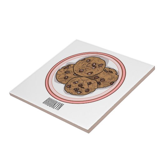 Cookie cartoon afbeelding chocolade chip tegeltje (Zijkant)