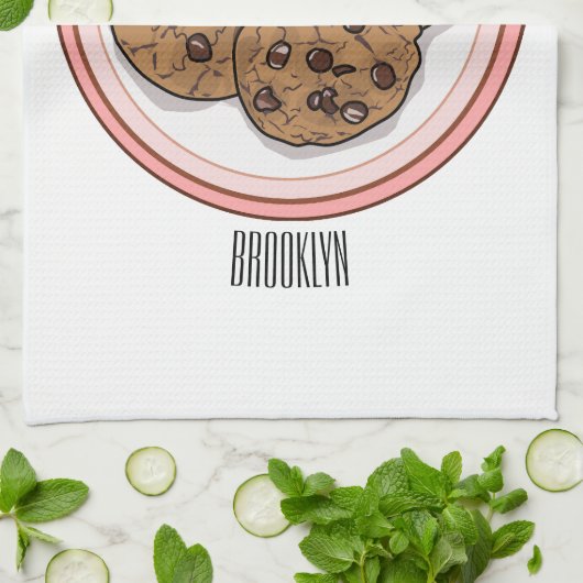 Cookie cartoon afbeelding chocolade chip theedoek (Gevouwen)