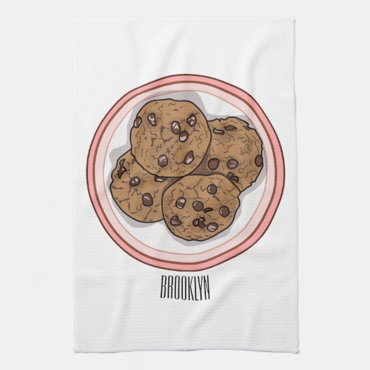 Cookie cartoon afbeelding chocolade chip theedoek (Verticaal)