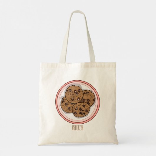 Cookie cartoon afbeelding chocolade chip tote bag (Achterkant)