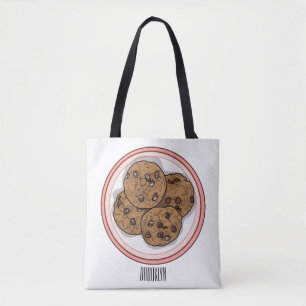 Cookie cartoon afbeelding chocolade chip tote bag