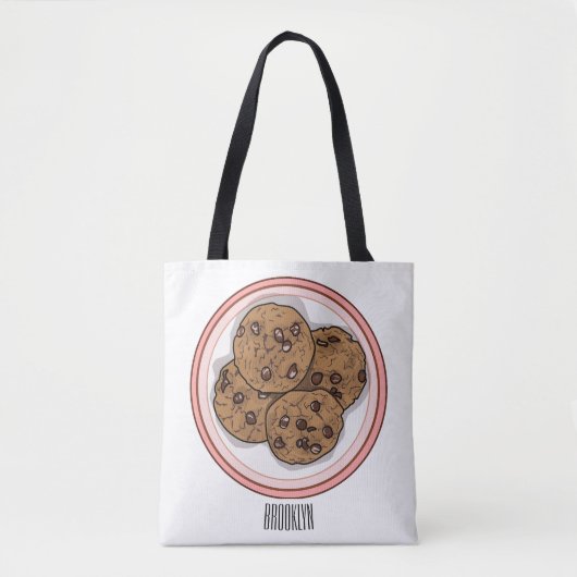 Cookie cartoon afbeelding chocolade chip tote bag (Voorkant)