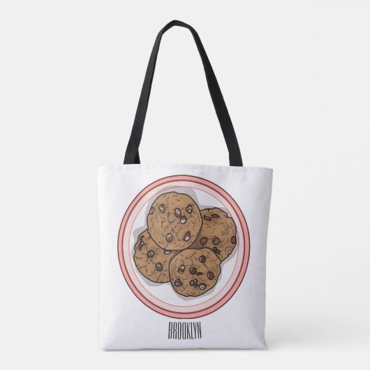 Cookie cartoon afbeelding chocolade chip tote bag (Achterkant)