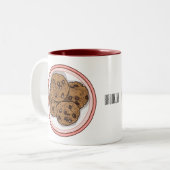 Cookie cartoon afbeelding chocolade chip tweekleurige koffiemok (Voorkant links)