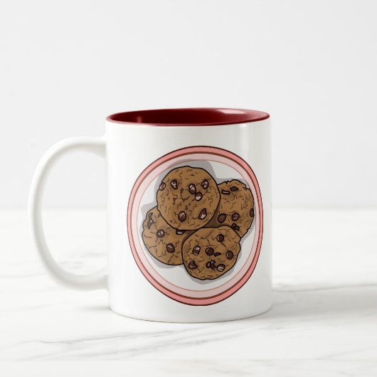 Cookie cartoon afbeelding chocolade chip tweekleurige koffiemok (Links)