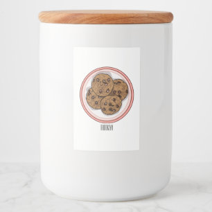 Cookie cartoon afbeelding chocolade chip voedselcontainer etiket