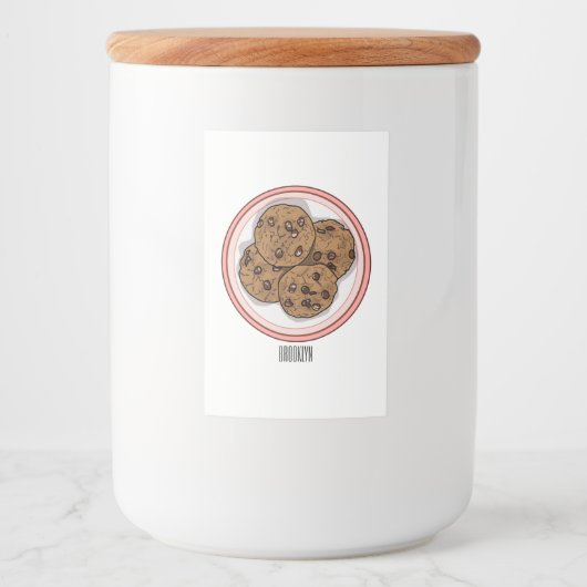 Cookie cartoon afbeelding chocolade chip voedselcontainer etiket (Voorkant)