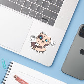 Cookie Cat Sticker (Laptop met iPhone)