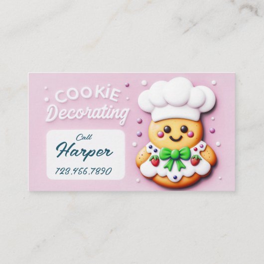 Cookie chef-kok koekje decoreren visitekaartje (Achterkant)