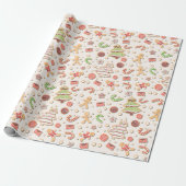 Cookie Christmas Pattern - Zoet en feestelijk Cadeaupapier (Uitgerold)