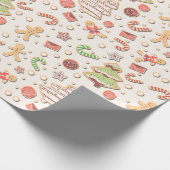 Cookie Christmas Pattern - Zoet en feestelijk Cadeaupapier (Hoek)