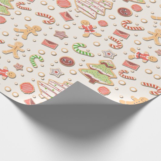 Cookie Christmas Pattern - Zoet en feestelijk Cadeaupapier (Hoek)