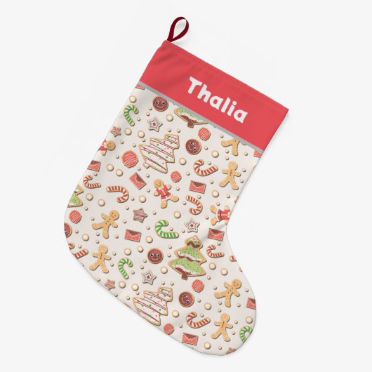 Cookie Christmas Pattern - Zoet en feestelijk Grote Kerstsok (Voorkant (Hangend))