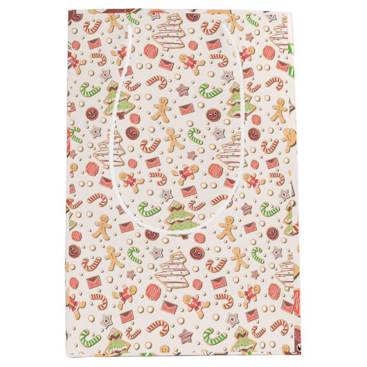 Cookie Christmas Pattern - Zoet en feestelijk Medium Cadeauzakje (Voorkant)
