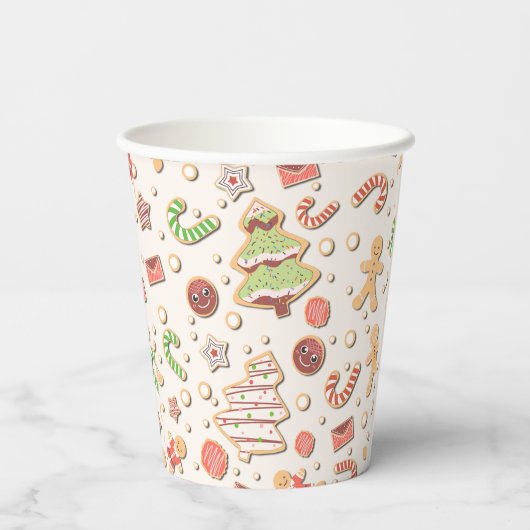 Cookie Christmas Pattern - Zoet en feestelijk Papieren Bekers (Achterkant)