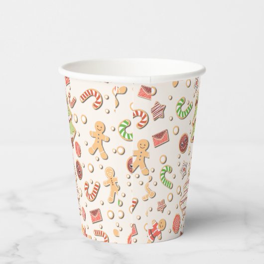 Cookie Christmas Pattern - Zoet en feestelijk Papieren Bekers (Rechts)