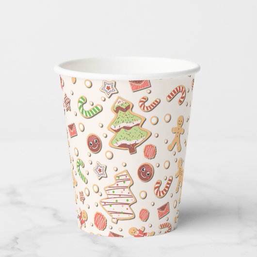 Cookie Christmas Pattern - Zoet en feestelijk Papieren Bekers (Voorkant)