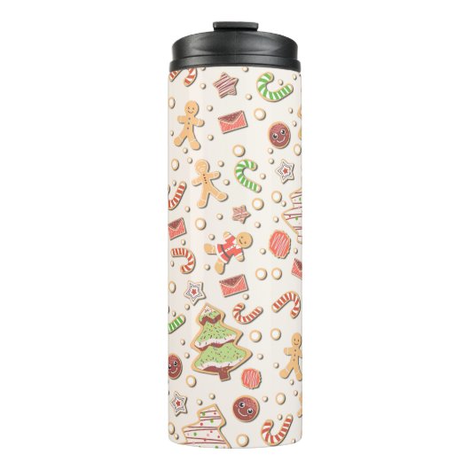 Cookie Christmas Pattern - Zoet en feestelijk Thermosbeker (Voorkant)