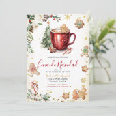 Cookie Cocoa Christmas Spanish Cena De Navidad Kaart (Staand voorkant)